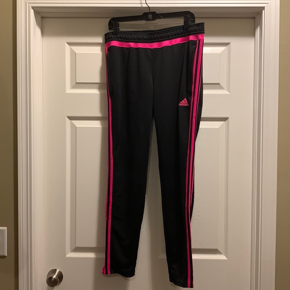 Like New - Black and pink Adidas climate cool pants.